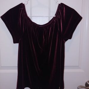 GAP Off the shoulder velvet blouse